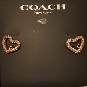 Coach Glittering Gold Heart Earrings